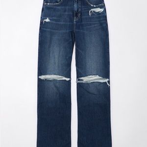 AE Dreamy Drape Stretch Ripped Super High-Waisted Baggy Wide-Leg Jean